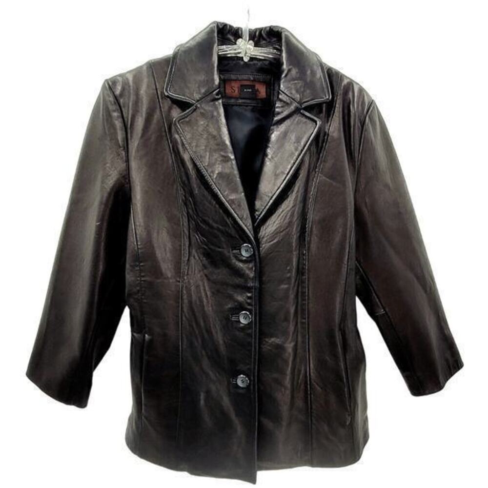 Siena Vintage Black Butter Soft Leather Single Breasted Blazer‎ jacket